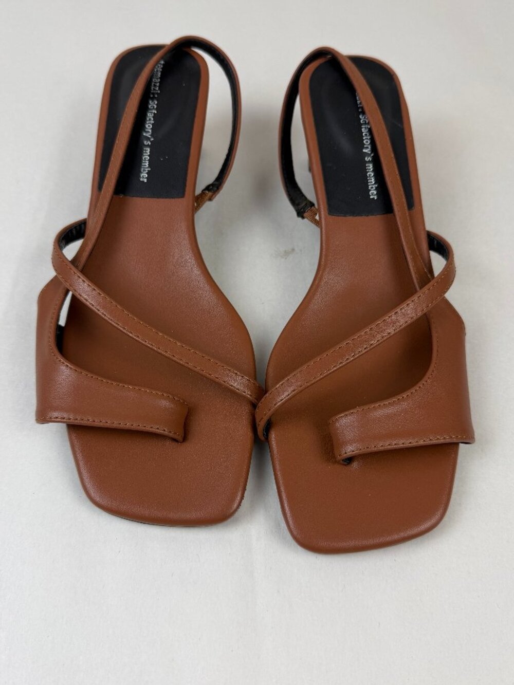 Teemazi Brown Slingback Strappy Low Heels